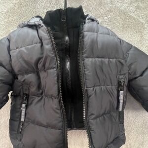 Rothschild Mens Baby 12M Black Hooded Puffer Jacket Full Zip Winter Coat